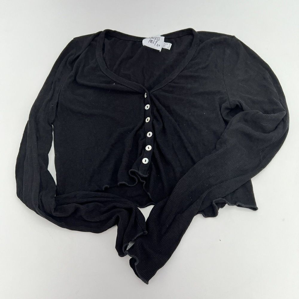 Princess Polly Black Long Sleeve Crop Top Size 4